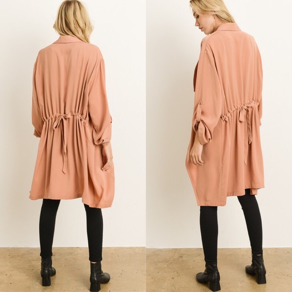 Apricot Drape Trench Coat - Picture 3 of 4
